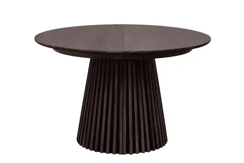 Designové a luxusní jídelní stoly Estila Moderní kulatý jídelní stůl Davidson rozkládací tmavě hnědý 120-200cm