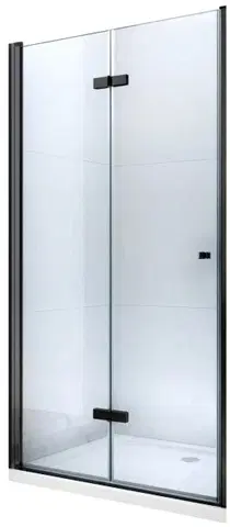 Sprchové kouty MEXEN LIMA skládací dveře 100x190 cm 6mm, černé, transparent se stěnovým profilem 856-100-000-70-00