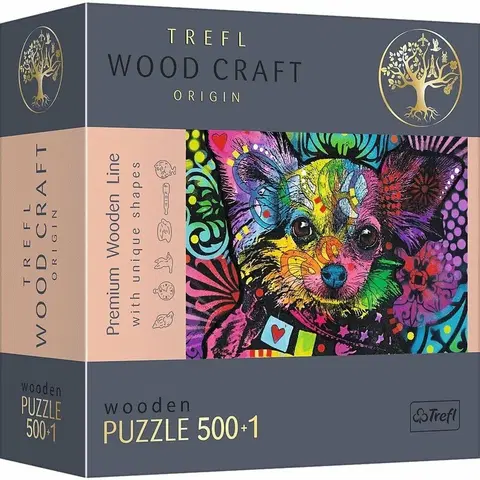 Hračky puzzle TREFL - Dřevěné puzzle 501 - Barevné štěně