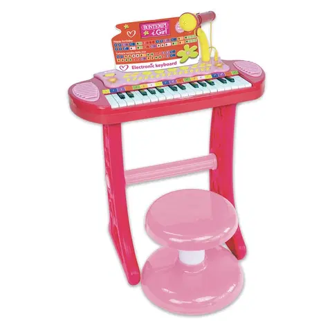 Hračky BONTEMPI - Dětské elektronické piano se židlí a mikrofonem