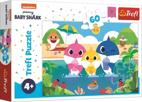 Hračky puzzle TREFL - Puzzle Baby Shark s rodinou na dovolené 60 dílků