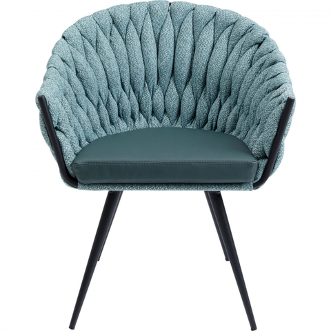 Jídelní židle KARE Design Tyrkysová polstrovaná židle s područkami Knot