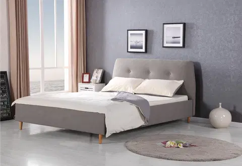 Postele HALMAR Čalouněná postel Dorin 160x200 dvoulůžko šedá