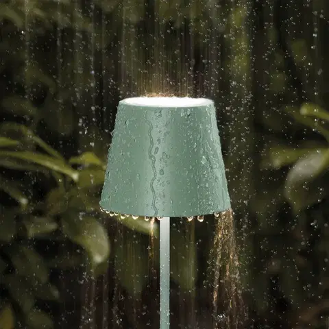 Venkovní osvětlení terasy Sigor LED stolní lampa Nuindie aku kulatá 38cm šalvějová