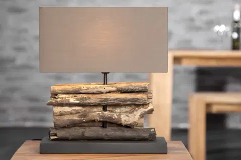 Luxusní a designové stolní lampy Estila Designová stolní lampa z naplaveného dřeva