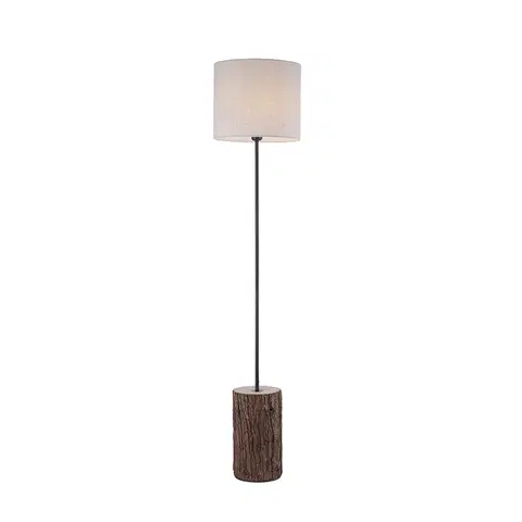 Stojaci lampy Venkovská stojací lampa dřevěná s bílým stínidlem - Oriana