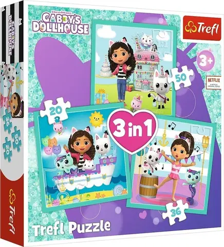 Hračky puzzle TREFL - Puzzle 3v1 - Gabbyine aktivity / Universal Gabby's Dollhouse