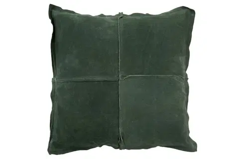 Dekorační polštáře Zelený kožený polštář s výplní - 45*45cm J-Line by Jolipa 94182