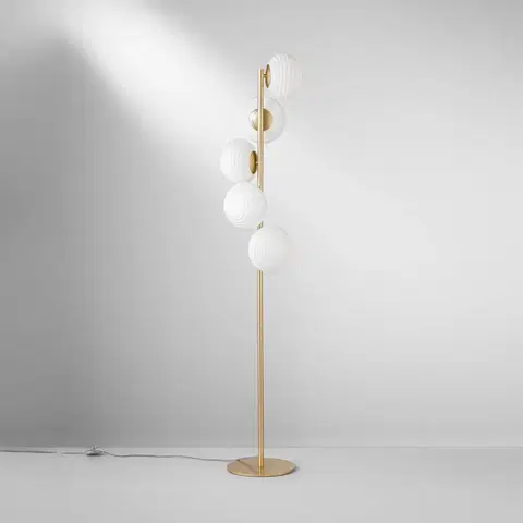 Stojací lampy Eco-Light Stojací lampa Ripple, zlatá barva/opál, 5 žárovek