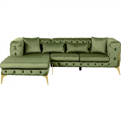Rohové sedací soupravy KARE Design Rohová sedačka Bellissima Velvet - zelená, pravá, 240x180