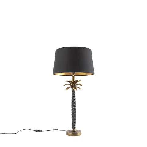 Stolni lampy Art deco stolní lampa bronzová s černým odstínem 35 cm - Areka