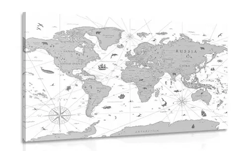 Obrazy mapy Obraz černobílá mapa