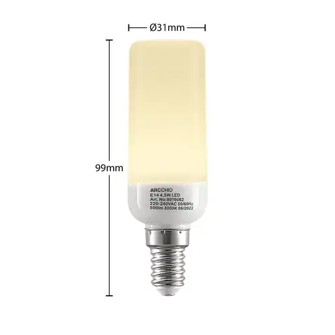 LED žárovky Arcchio Arcchio LED trubková žárovka E14 4,5W 3 000K 4ks
