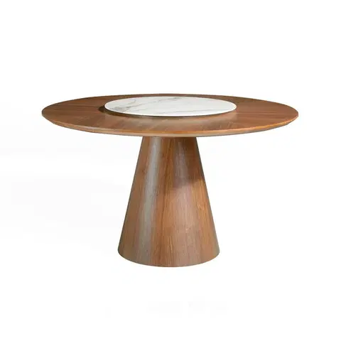 Designové a luxusní jídelní stoly Estila Ořechový hnědý jídelní stůl Vita Naturale kulatý mramor 135cm