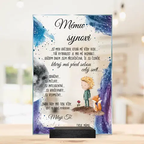 Cedulky s věnovaním (dárky) Jedinečný dárek pro syna - plaketa s vlastním textem a designem