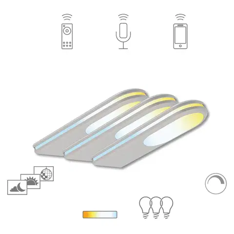 Inteligentní zapuštěná světla tint Müller Licht tónované LED osvětlení pod skříňku Armaro, 3 kusy