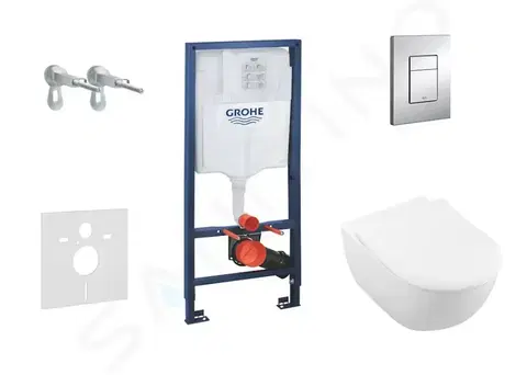 Záchody GROHE Rapid SL Set předstěnové instalace, klozetu a sedátka Subway 2.0, DirectFlush, SoftClose, CeramicPlus a tlačítka Skate Cosmo, chrom 38528SET-KI