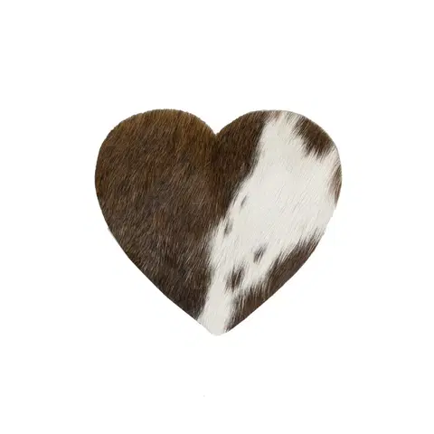 Prostírání Bílo-hnědý podtácek srdce Love z hovězí kůže Brown - 14*14*0,3 cm Mars & More HOZHKB
