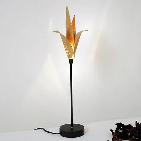 Světla na parapety Holländer Stolní lampa Airone se zlatým květem