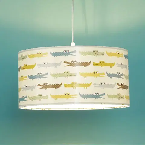 Závěsná světla Maco Design Závěsné svítidlo do dětského pokoje Krokodýl s barevným motivem