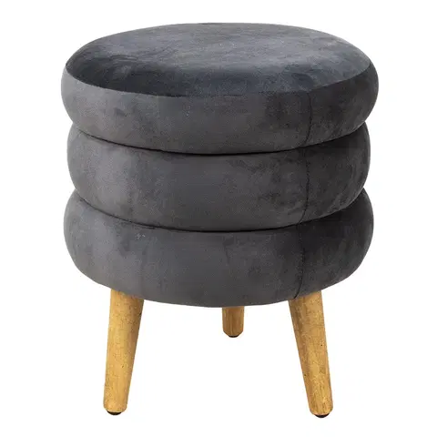 Stoličky Tmavě šedá stolička na dřevěných nožkách Oimmo - Ø 38*44 cm Clayre & Eef 64961G