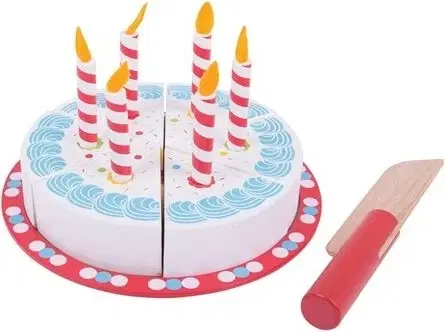 Hrajeme si na domácnost Bigjigs Toys Krájecí narozeninový dort CAKE