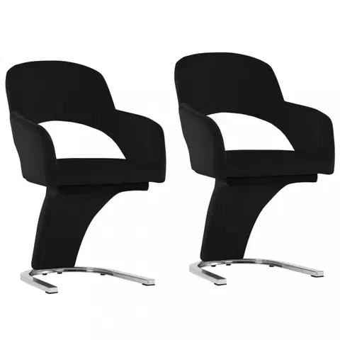 Židle Jídelní židle 2 ks samet / chrom Dekorhome Černá