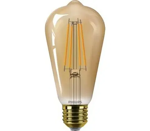 LED žárovky Philips Vintage LED filament žárovka E27 ST64 7W (40W) 470lm 1800K nestmívatelná, zlatá