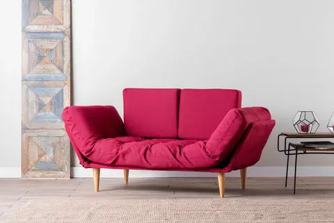 Pohovky a gauče Pohovka s lůžkem NINA trojmístná tmavě růžovo-fialové