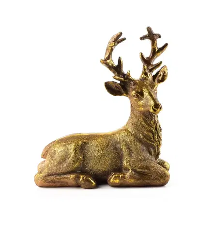 Vánoční dekorace Mondex Figurka ležící jelen SANTA LILA zlatá