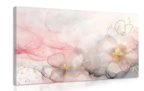 Obrazy květů Obraz elegantní květiny s růžovo-zlatým nádechem