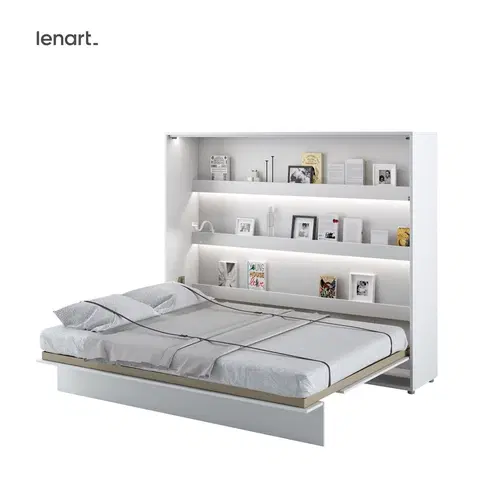 Postele Dig-net nábytek Sklápěcí postel Lenart BED CONCEPT BC-14p | bílý lesk 160 x 200