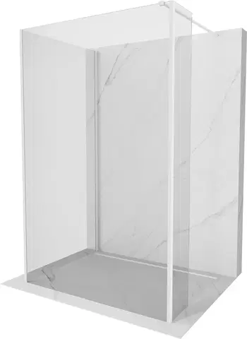 Sprchové zástěny MEXEN/S Kioto Sprchová zástěna WALK-IN 130 x 120 x 40 cm, transparent, bílá 800-130-120-221-20-00-040