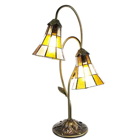 Svítidla Stolní lampa Tiffany Flowerbell orange - 35*18*61 cm E14/max 2*25W Clayre & Eef 5LL-6255