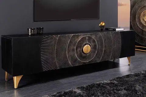 TV stolky LuxD Designový TV stolek Venetia 180 cm černo-zlatý