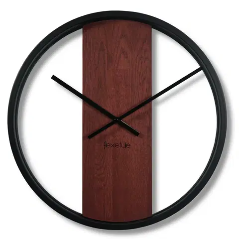 Nástěnné hodiny Mahagonové nástěnné hodiny ze dřeva a kovu 50 cm
