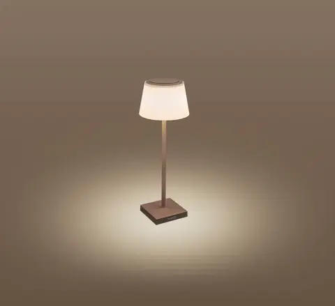 LED stolní lampy CENTURY Nabíjecí stmívatelné stolní LED svítidlo MARGO corten 4W 3000K IP54 USB