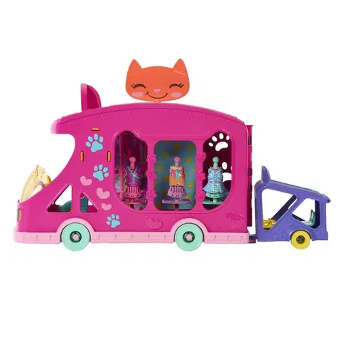 Hračky panenky MATTEL - Enchantimalittle Smoby kočičí módní obchod na kolech herní set