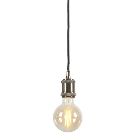Zavesna svitidla Moderní závěsná lampa bronzová s černým kabelem - Cava Classic