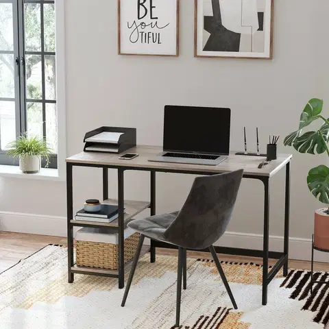 Kancelářské a psací stoly PC stůl industriální šedý 120 x 75 x 60 cm