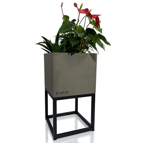 Květináče a truhlíky Dokonalý šedý kovový květináč LOFT FIORINO 22X22X40 cm