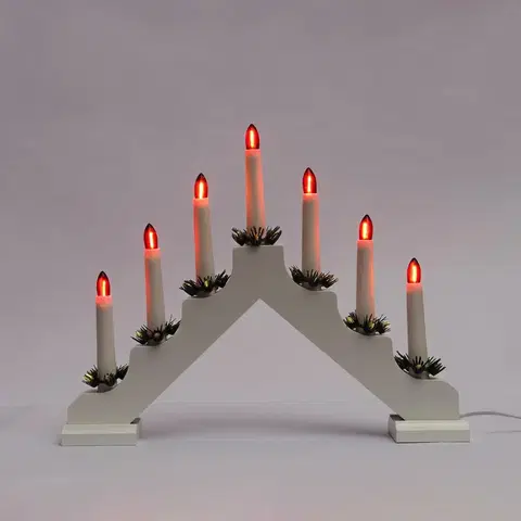 Vánoční svícny Exihand Adventní svícen 2262-210 dřevěný bílý, 7x34V/0,2W LED Filament červený