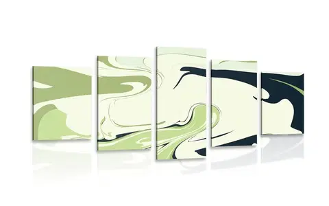 Abstraktní obrazy 5-dílný obraz abstraktní vzor materiálů zelený