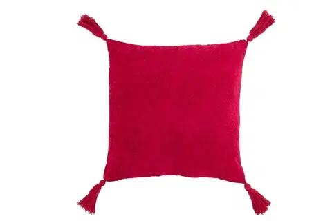Dekorační polštáře Tmavě růžový polštář Fayola s třásněmi - 45*45 cm J-Line by Jolipa 3135