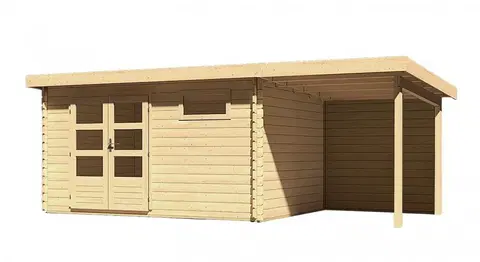 Dřevěné plastové domky Dřevěný zahradní domek BASTRUP 8 s přístavkem Lanitplast