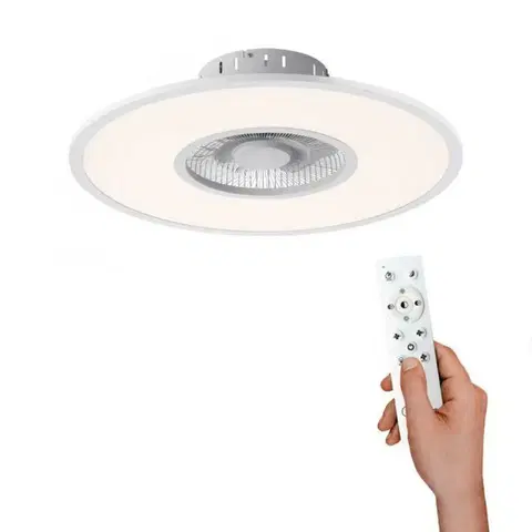 Ventilátory LEUCHTEN DIREKT is JUST LIGHT LED stropní svítidlo s větrákem, teplá bílá, dálkové ovládání 2700-5000K