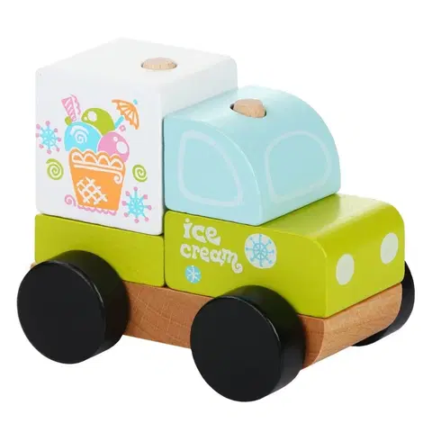 Hračky CUBIKA - Cubik 13173 Zmrzlinový vůz - dřevěná skládačka 5 dílů