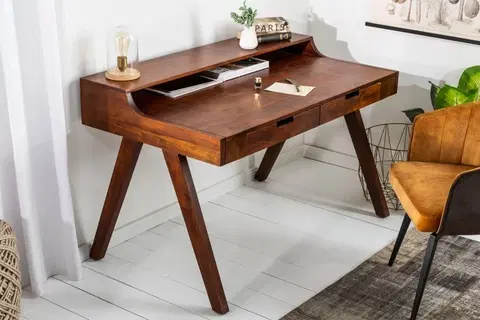 Stylové a luxusní pracovní a psací stoly Estila Masivní psací stůl se sekretářem Akacia 100cm z akátového dřeva