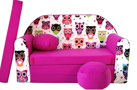 Dětské sedačky Dětská růžová pohovka 98 x 170 cm Sovičky