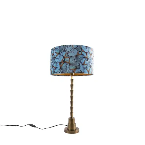 Stolni lampy Art Deco stolní lampa bronzový sametový odstín motýl design 35 cm - Pisos